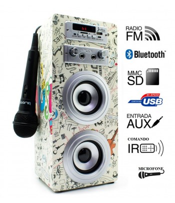 Coluna + Radio + BlueTooth + Microfone Joybox - Guitar
