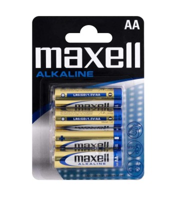 Maxell Pilhas Alcalinas LR6 AA 1.5V 4 unidades
