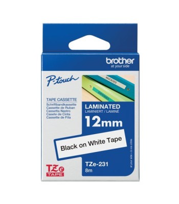 Brother TZe231 Fita Laminada 12mmx8mts Branco/Preto