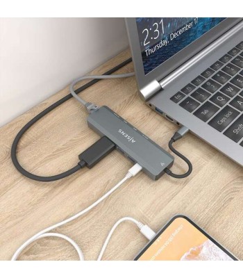 Aisens usb-c dock 5 en 1 - usb-c a 1xhdmi - 1xrj45 - 2xusb - 1xpd - 15cm