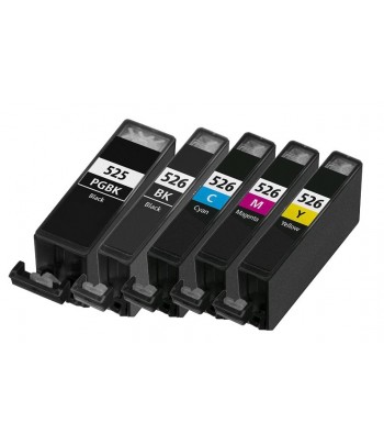 Pack de 5 tinteiros compativeis CAN 525B K/526BK/C/M/Y      